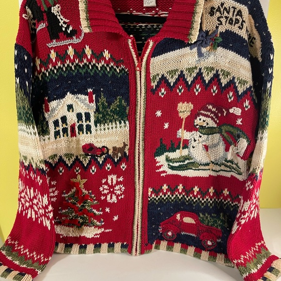 Casual Corner Annex Christmas zip up sweater size large - Picture 2 of 8